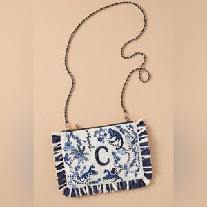 NWT Anthropologie x Anna Harlow Russo Beaded Monogram Clutch, Letter C